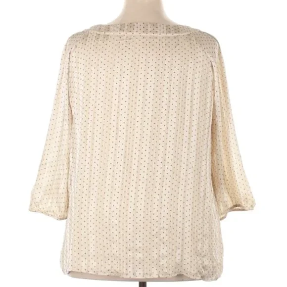 DB est. 1962 Tie Neck Polka Dot Top Black Cream Tan - Picture 2 of 8